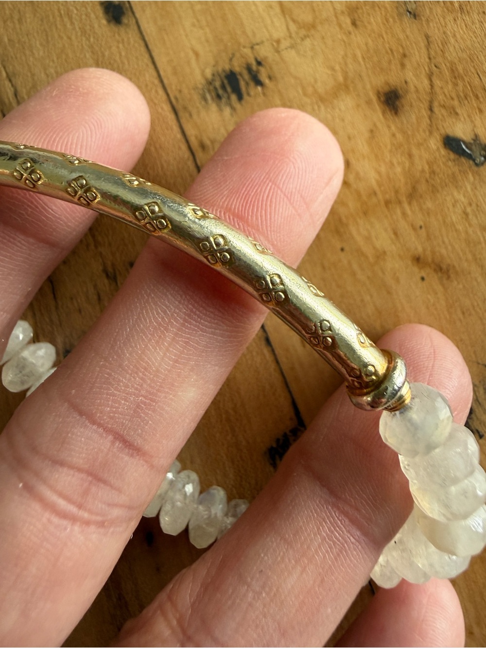 Sundance Faceted Moonstone Beaded Bracelet with Gold Curved Bar - Picture 5 of 6